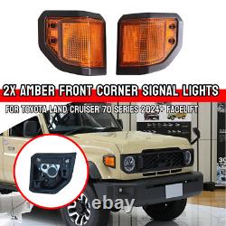 2x AMBER Front Corner Signal Light Lamps For Toyota Land Cruiser 70 Series 2024+