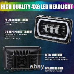 4pcs 4x6'' LED Headlights RGB Halo For Toyota Landcruiser 60 61 62 80 Series