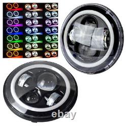 7 LED Headlights RGB Rainbow Halo For Toyota Landcruiser HZJ75 75 78 79 series
