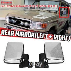 Door Mirror Chrome Silver LH+RH For Toyota LandCruiser 70 75 78 Series 1985-2013