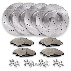 Front & Rear Drilled Brake Rotors + Pads for Toyota Land Cruiser Sequoia