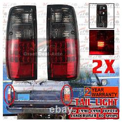 Pair LED Tail Light For Toyota Landcruiser 80 Series 19901997 Smoke Black Red
