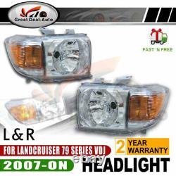 Pair LH + RH Headlight For Toyota Landcruiser VDJ76 VDJ78 VDJ79 70 Series