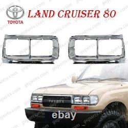 Toyota 80 Series Land Cruiser Quad Square Headlight Housing Chrome Bezels